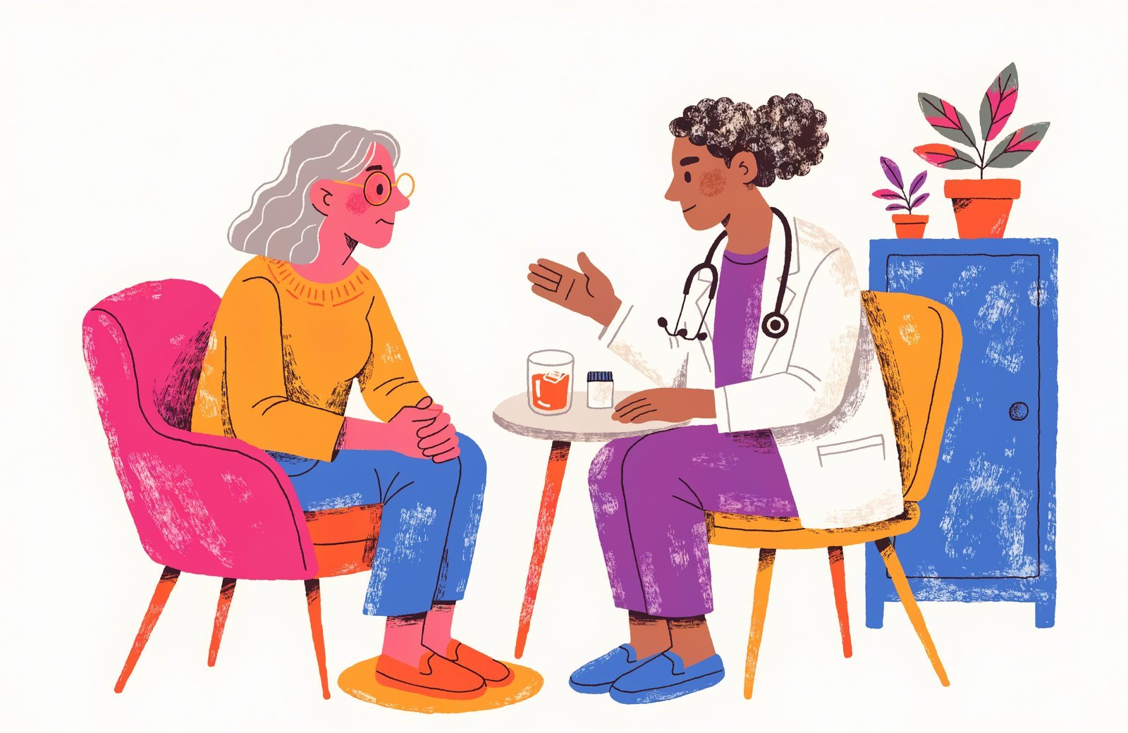 Ilustracja: rozmowa z lekarzem