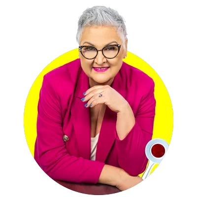 Beata Borucka, Mądra Babcia, w różowej marynarce